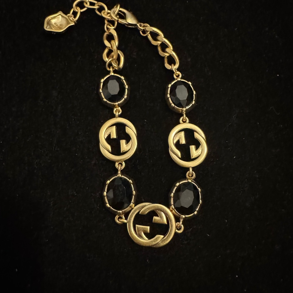 Gucci Marmont GG Gold and Black Oval Link Bracelet